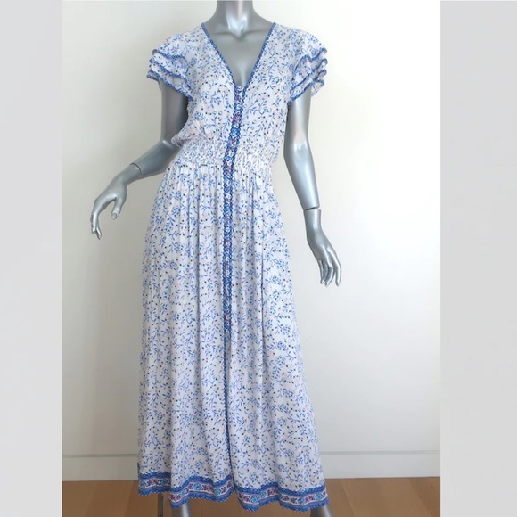 Poupette St Barth Women's Della Midi Dress Size Small S Blue Cerise - Picture 9 of 10